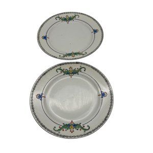 Hand Painted Trico Nagoya Japan China Pair Salad Plates Floral Pattern 7.25"